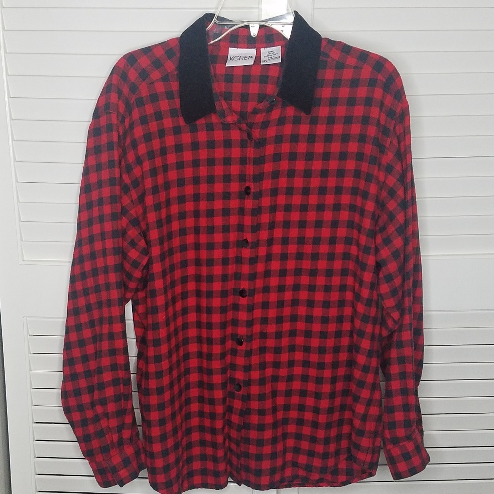 Koret black and red checker button down shirt